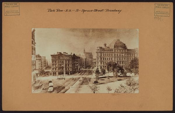 Manhattan: Park Row - Spruce Street, 1870