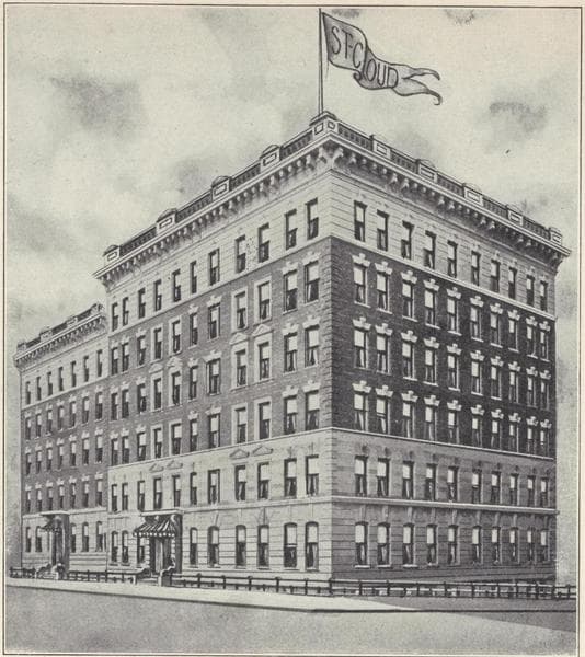 The St. Cloud (six-story elevator apartment house), The Fernwood (five-story non-elevator apartment house), northeast corner Prospect Avenue and 164th Street, Bronx; Plan of first floor; Plan of upper floors., 1908