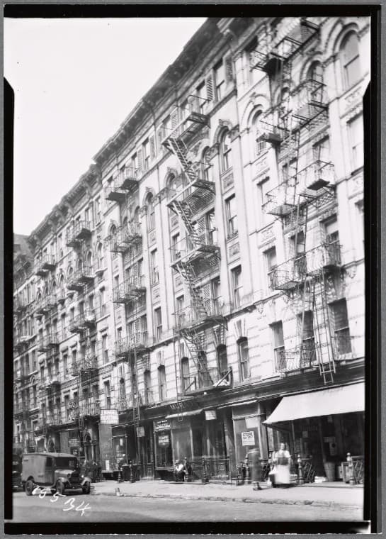 Tenements and storefronts; Jack Nagel Heating & Plumbing: 41 E. 4th St. - Bowery - 2nd Ave., Manhattan, 1936