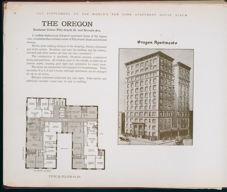 The Oregon. Southwest Corner Fifty-fourth Street and Seventh Avenue., 1913