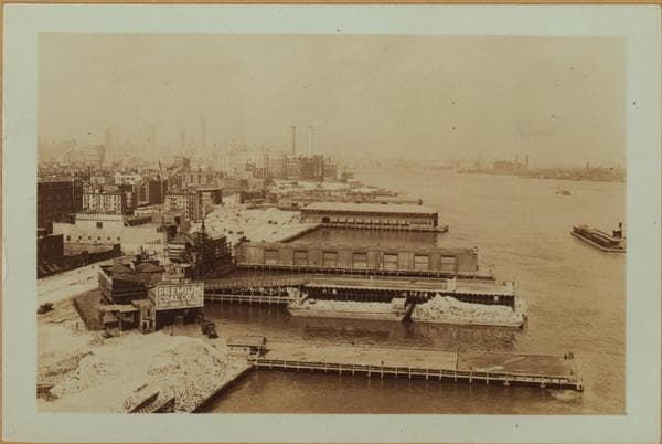 East River - shore and skyline ; Queensborough bridge ; Williamsburg bridge., 1930–1936